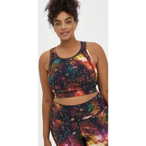 TORRID CELESTIAL Longline Wicking SPORTS BRA Sze 1X
Women Plus GALAXY